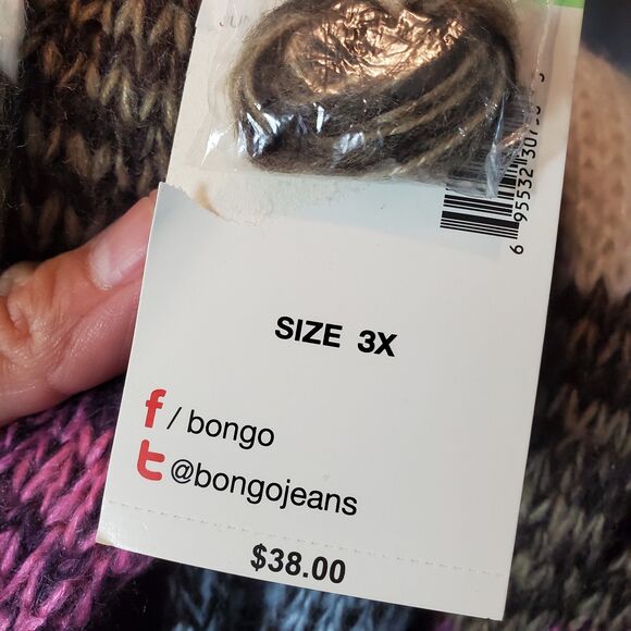 Multicolored Stripes Scoop Neck Pullover Knitted Sweater Size 3X Bongo Plus - Picture 6 of 8